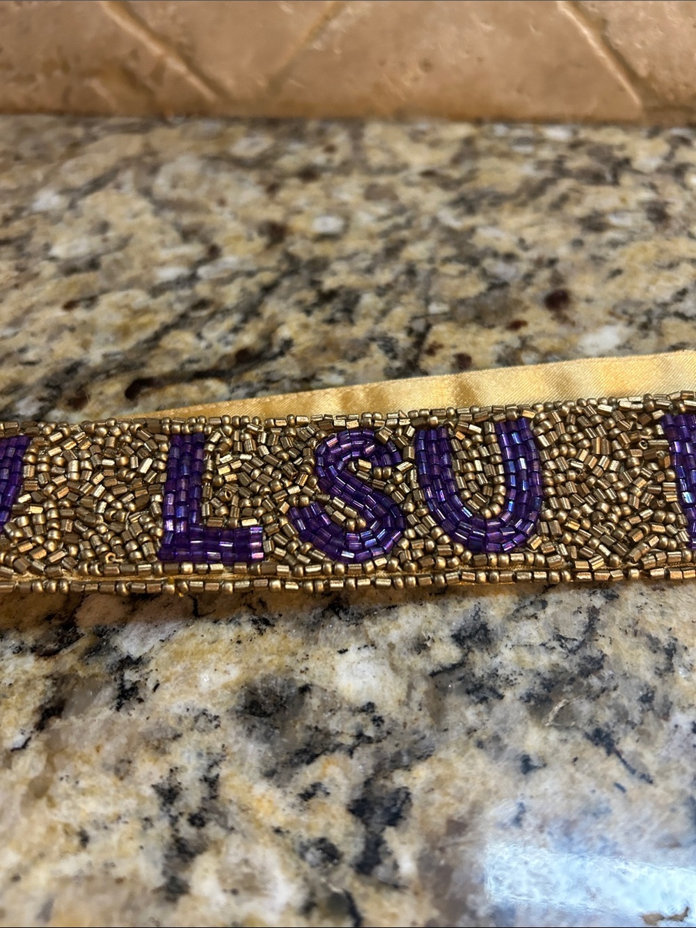Moyna beaded LSU Gold and Purple Strap